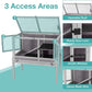 Guinea Pig Cage with Wooden Stand,Indoor Rabbit Hutch with 2 Stories,Hamster Cage with Anti Chew Ramp,Hideout, Platform, Pull Out Tray (Grey)