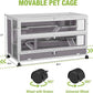 GUTINNEEN Guinea Pig Cages - Metal Iron Frame, Hamster Cage with Chew-Proof Aluminum Edges, Movable Small Animal Hideout with Leak-Proof Tray, White