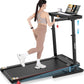 Treadmill with Desk Workstation & Adjustable Height, 300 LBS Weight Capacity, Folding Treadmill with 3 Level Incline, Bluetooth Speaker & App, Portable 2.5HP Walking Pad with Desktop for Home Office
