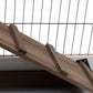 PawHut Wooden Rabbit Hutch Elevated Bunny Cage Indoor Small Animal Habitat with Enclosed Run with Wheels, Ramp, Removable Tray Ideal for Guinea Pigs, Brown