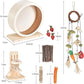 antiai 9.8 Inch Wooden Hamster Exercise Wheel Set,Silent Wheel Quiet Spinner Hamster Running Wheels,Hamster Water Feeder Accessories Chew Toys for Hamsters, Gerbils, Mice and Other Small Pets,9 pcs