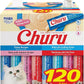 INABA Churu Cat Treats, Lickable, Squeezable Creamy Purée with Vitamin E, 0.5 Ounces per Tube, 120 Tubes Total, Tuna Variety