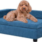 AFBKSS&BB Pet Sofa with Hidden Storage for Puppy and Cat,Linen Fabric Dog Sofa,Cat Couch with Wooden Frame (Blue)