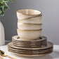 GBHOME Ceramic Dinnerware Sets,12 pcs Embossed Elegant Stoneware Plates and Bowls Sets, Housewarming Wedding Gift | Dishwasher & Microwave Safe | Dishes Set Service for 4