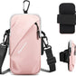 Phone Holder Arm Bands, Small Crossbody Shoulder Holsters Bag with Arm Band, Fits iPhone and All Cell Phones, Use for Running, Walking, Hiking & Biking (Plus Size,Pink)