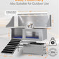 polimo Dog Washing Station, LED Professional Stainless Steel Dog Bathing Station 61", Dog Grooming Tub for Large, Medium & Small Dog - with Window, Ramp, Drawer, Floor Grate & Faucet (Left RAMP, 61")