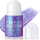 Roll-on Holographic Body Glitter Gel for Face Hair, Chameleon Color Changing Glitter Gel Under Light, Chunky Mermaid Sequins Festival Party Rave Accessories Shimmer Makeup (19# Purple)
