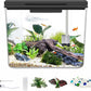 Small Fish Tank Kit 1.8 Gallon, Aquarium Starter Kit with Super-Quiet Water Pump, Dual Rain Filtration, Self Cleaning Function, Shatter-Resistant & Leak-Proof Base (Black)