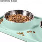 Cat Food Bowls, Cat Bowls Non-Skid and Non-Spill Silicone Pads with PP Stand, Removable Stainless Steel Food and Water Dishes for Cats, Small Size Dogs