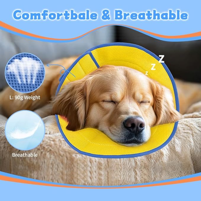 Dog Cone Soft Recovery Collars & Cones After Surgery for Medium Large Dogs, Comfy Ecollars to Stop Licking, Adjustable, Dog Ecollars for Recovery Fabric: Soft Comfort, Ecollars of Shame Alternatives