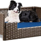 YITAHOME Rattan Dog Sofa Bed with Cushion,Wicker Pet Bed Sofa Couch Indoor Outdoor Water Resistant for Large Medium Small Dogs Cats (34.6''L*23.6''W*11.8'',Blue)