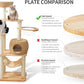 59" Big Modern Cat Tree Tower, Cat Tower Sisal-Covered Scratching Posts for Indoor Cats, Oak Wood Cat Tree for Large Cats, Multi-Level Cat Condo with Space Capsule Nest, Cat Furniture Activity Centre