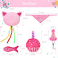 BINGPET Catnip Toys for Indoor Cats, Cat Birthday Hat and Interactive Plush Kitten Chew Toys - Cute Cake, Fish, Balloon Toys with Crinkle Paper and Catnip Inside Pink