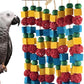 Large Parrot Toys, 17.7 inch Multicolored Natural Wooden Blocks Beads Rattan Balls, Bird Chew and Hanging Tearing Toys for Large Medium Birds Macaws African Grey Cockatoos Amazon Parrots