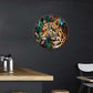 Lygond Metal Sign Tin Sign Circular Stained Glass Leopard Metal Signs Vintage For Restaurant 8×8 Inches