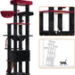 Heybly Tall Cat Tree, 78-inch Multi-Level Cat Tower for Indoor Cats, 2 Widened Plush Perches Cat Condo with Scratching Board and Big Caves, Black and Red HCT033BR