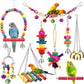 Bird Toys for Conures with Colorful Ladder Hammock Bird Cage Accerious Bird Perch Stand Chewing Toys Hanging Bell for Parrot Parakeet Cockatiel Lovebirds