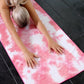 Eunzel Yoga Towel,Hot Yoga Mat Towel with Grip Dots Sweat Absorbent Non-Slip for Hot Yoga, Pilates and Workout 24" x72", Red & White