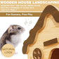 Wooden Hamster Platform and Dwarf Hamster House,Cute Syrian Hamster Tiny House Hideout,Large Balcony Lookout Holes,for Dwarf Gerbils and Mouse Mice Rat Other Small Animals(E)