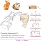 Large Guinea Pig Castle, Natural Wood Rabbit House with Ladder and Hay Feeder, Small Animal Hideout for Rabbit Guinea Pig Hedgehog Chinchilla