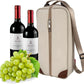 ALLCAMP Wine Tote Bag with Cooler Compartment，Picnic Set Carrying Two Sets of Tableware（Cream-Colored）