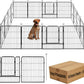 Dog Playpen,24 32 40 48 in(H) Pet Fence Outdoor for Rv Camping,Garden Fence Medium Animal Barrie for Yard,11Ft(L)-56Ft(L) Black Metal Temporary Fencing