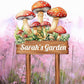 Personalized Mushroom Metal Sign with Stake,Custom Gardener Family Name Signs Outdoor Decor,Customized Flower Gardening Housewarming Gifts,Flowers Plaques for Patio Lawn Porch Backyard Farmhouse