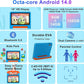 2025 Kids Tablet 10 inch Android 14 Tablets for Kid Octa-Core, 20GB+128GB (TF 1TB), Toddler Tablet with Shockproof Case, 2.4G+5G WiFi 6, Parental Control, Face Unlocked, Split Screen, BT5.0 (Blue)