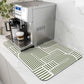 AMOAMI Coffee Mat Hide Stain Rubber Backed Absorbent Dish Drying Mat for Kitchen Counter - Fits Under Coffee Maker & Dish Rack - Green Line 12x19
