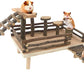 HOSUKKO Hamster Climbing Toys Wooden Hamster Playing Activity Set, Hamster Activity Playground Climb Platform Apple Wood Chewing Toys for Hamster Small Pets (D-Playground with Large Bridge)