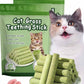 Primeco Cat Grass Teething Stick, Natural Grass Molar Rod Made of Chicken & Cat Grass, 6 PCS Per Bag for Cat Indoor Teeth Cleaning, Hairball Removal, Dental Care, Increase Appetite (2 pcs)