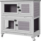 GUTINNEEN Rabbit Hutch Indoor with Chew-Proof Design, Wooden Bunny Cage Outdoor Guinea Pig Cages with Wheels, Leak-Proof Trays for Rabbits, Guinea Pigs, Small Animals