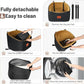 Dog Car Seat for Small Medium Dogs, Memory Foam Booster Car Seat for Dogs up to 35 lbs, Elevated Pet Car Seat, Travel Bed with Washable Removable Cover and Storage Pockets (Black/Coffee)