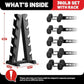 PAPABABE Hex Dumbbell Sets with Rack, 60-550lb Rubber Coated Dumbbell Weight Set and Storage Rack, Multiple Options Hand Weights for Strength Training