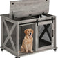 Dog Crate Furniture,37 Inch Indoor Dog Cage with Sliding Barn Door, Flip Top Dog Kennel End Table with Removable Divider, Farmhouse Wooden Pet House for Small to Middle Size Dogs