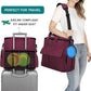 Airline Approved Pet Travel Bag, Weekend Travel Set for Dog and Cat, Airline Approved Tote Organizer with Multi-Function Pockets, 2 Dog Food Storage Containers, 2 Collapsible Bowls (Rose Red)