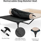 Veehoo Cooling Elevated Dog Bed with Fluffy Plush Bolster Cushion, Indoor Raised Dog Beds for Large Dogs, Soft Pet Sofa Cot with Removable Washable Mat, No-Slip Feet, 59 x 37 inches, Cream White