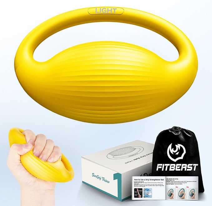 FitBeast Hand Exercise Balls - 3 Resistance Levels Stress Balls for Adults, Squeeze Balls for Hand Therapy, Rehabilitation, Arthritis, Muscle Building