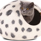 MEOWFIA Cat Cave – Premium Felt Cat Bed for Indoor Cats, Handmade 100% Merino Wool (Large, Snow Leopard)