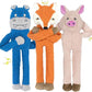 3 Pack No Stuffing Crinkle Squeaky Interactive Plush Dog Toys for Aggressive Chewers to Keep Puppy Busy for Boredom Small & Medium Breeds Furry Friend Teething Orange Fox Pink Pig Blue Hippo
