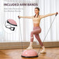 ZELUS Balance Ball Trainer with Resistance Bands and Foot Pump, Inflatable Yoga Ball for Home Gym Workouts, 23 Inch Exercise Half Ball for Balance Training Core Strength Fitness More, 330lb Cap