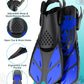 Mask Fins Snorkeling Gear for Adults, Full Face Snorkel Mask & Adjustable Swim Fins Snorkel Set, Panoramic View Snorkel Mask Dry Top Anti-Fog Anti-Leak