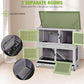 2 Story Rabbit Hutch Indoor Outdoor Rabbit Bunny House Guinea Pig Cage Wooden Pet House for Small Animals with 2 Large Rooms, Chewproof Ramp, Ventilation Door, Removable Trays (Grey)