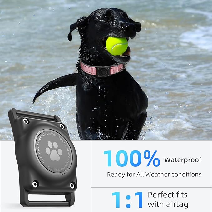Airtag Dog Collar - 100% Waterproof Air tag Dog Collar Holder for Apple AirTag, Reflective, Soft Padded, Everlasting, GPS Dog Collar for Small Medium Large Dogs (Pink, S)