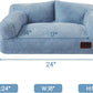 Hollypet Fluffy Plush Pet Cat Couch Soft Calming Pet Sofa Beds for Medium Small Cats and Dogs, Sky Blue