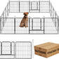 Dog Playpen,24 32 40 48 in(H) Pet Fence Outdoor for Rv Camping,Garden Fence Medium Animal Barrie for Yard,11Ft(L)-56Ft(L) Black Metal Temporary Fencing