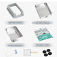 Stainless Steel Sifting Litter Box with Lid, Metal Litter Pan with Scoop for Big Cats Multi Cat, Extra Large Cats Litterbox Odor Control Easy Clean (24 * 16 * 12inch-with Enclosure, X-Large)