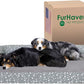 Furhaven Cooling Gel Dog Bed for Large Dogs w/ Removable Bolsters & Washable Cover, For Dogs Up to 125 lbs - Plush & Almond Print L Shaped Chaise - Gray Almonds, Jumbo Plus/XXL