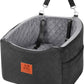 Dog Car Seat for Small Medium Dogs, Memory Foam Booster Car Seat for Dogs up to 35 lbs, Elevated Pet Car Seat with Washable Removable Cover and Storage Pockets (Black/Gray)