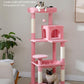 Cat Tree for Large Cats with Metal Plush Big Hammock, 56.3" Cat Tower for Indoor Cats with 2 Door Condo House, 6-Tier Cat Shelves with Scratching Posts and Large Top Perch, Pink